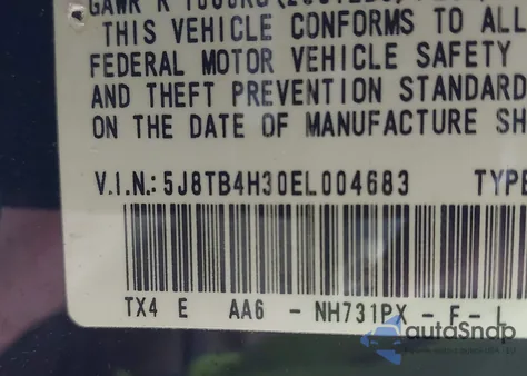 2014 Acura Rdx from USA, damaged, VIN 5J8TB4H30EL004683
